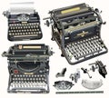 Vector retro typewriters on soft light background