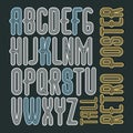 Vector retro vintage capital English alphabet letters collection