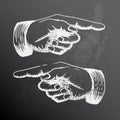 Vector retro Vintage pointing hand drawing