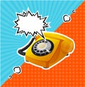 Vector Retro Yellow Phone in Comic Style With Bubble for Text.