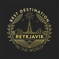 Vector Reykjavik City Badge, Linear Style