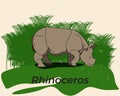 vector rhino in the green grass