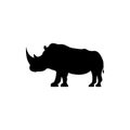 Vector rhino silhouette view side for retro logos, emblems, badges, labels template vintage design element. Isolated on white
