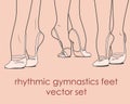 Vector rhythmic gymnastics feet line set Royalty Free Stock Photo