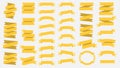 Vector ribbon banners isolated on White background. Yellow tapes. Set of 37 yellow ribbon banners. Template design elements Royalty Free Stock Photo