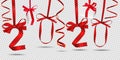 Vector Ribbon New Year 2020 with Transparent Background Royalty Free Stock Photo