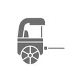 Vector rickshaw, traditional chinese taxi grey icon.
