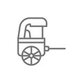 Vector rickshaw, traditional chinese taxi line icon.