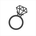 Vector ring icon with diamonds on white isolated background