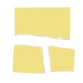 Vector ripped fragments of yellow note paper isolated on white background Royalty Free Stock Photo