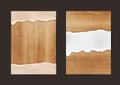 Vector ripped paper on texture of wood background Royalty Free Stock Photo