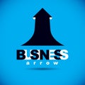 Vector rising arrow. Business success conceptual logo.