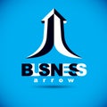 Vector rising arrow. Business success conceptual logo. Company d