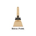 Vector of The Rizal Monument memorial in Rizal Park in Manila, Philippines. Minimalistic the most famous landmark illustration. Royalty Free Stock Photo