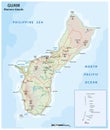 Vector road map of the island of Guam, Mariana Islands, United States