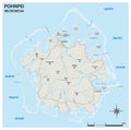 Vector road map of the main Micronesian island of Pohnpei