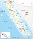 Vector road map of the mexican states of Baja California and Baja California South