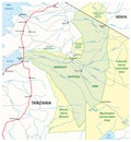 Vector road map of Serengeti National Park in Tanzania