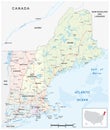 Vector road map of the six new england states, united states Royalty Free Stock Photo