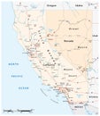 Vector road map of US states California and Nevada Royalty Free Stock Photo