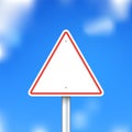 Vector road sign on blue sky background Royalty Free Stock Photo