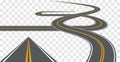 Vector road way winding journey highway illustration. Asphalt street path isolated road Royalty Free Stock Photo