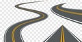 Vector road way winding journey highway illustration. Asphalt street path isolated road Royalty Free Stock Photo