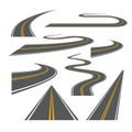 Vector road way winding journey highway illustration. Asphalt street path isolated road Royalty Free Stock Photo