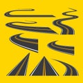 Vector road way winding journey highway illustration. Asphalt street path isolated road Royalty Free Stock Photo