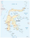 Vector roads map of indonesian island sulawesi