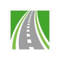 Vector roadway logo combination. Curved road and highway symbol. Royalty Free Stock Photo