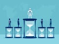 Vector of a robot winning a competition wtih people in productivity Royalty Free Stock Photo