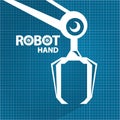 Vector robotic arm symbol on blueprint paper background. robot hand. technology background design Royalty Free Stock Photo
