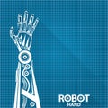 Vector robotic arm symbol on blueprint paper background. robot hand. technology background design Royalty Free Stock Photo