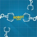 Vector robotic arm symbol on blueprint paper background. robot hand. technology background design Royalty Free Stock Photo