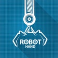 Vector robotic arm symbol on blueprint paper background. robot hand. technology background design Royalty Free Stock Photo