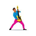 Vector Rock Guitarist Cartoon Illustration. Royalty Free Stock Photo