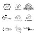 Vector rocket design logo set isolated Royalty Free Stock Photo