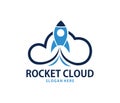 Vector rocket fast cloud online cloud storage logo design