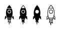 Vector rocket icon set, clip art space ship illustration colelction, decorative elements