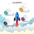 Vector rocket infographic. Startup visualization.