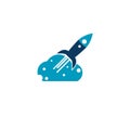 Vector rocket Logo Cloud Blue IT