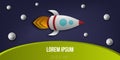 Vector rocket, space, planets, stars, cut from paper, 3d. Used for posters, posters, postcards, banners, backgrounds Royalty Free Stock Photo