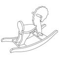 Vector rocking horse kid toy - line illustration