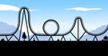 Vector roller coaster ride silhouette park. Rollercoaster icon illustration skyline concept Royalty Free Stock Photo