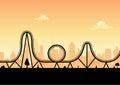 Vector roller coaster ride silhouette park. Rollercoaster icon illustration skyline concept Royalty Free Stock Photo