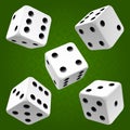 Vector rolling white dice set