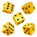 Vector rolling yellow dice set