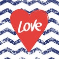 Vector romantic background. Heart, hand drawn word love