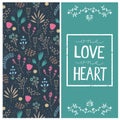 Vector romantic card with love quote in square